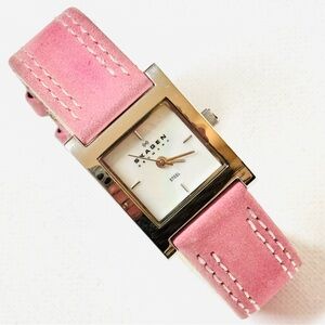 Skagen Mother Of Pearl Women's Tank Watch Date Silver Pink Leather 228SSLPMP